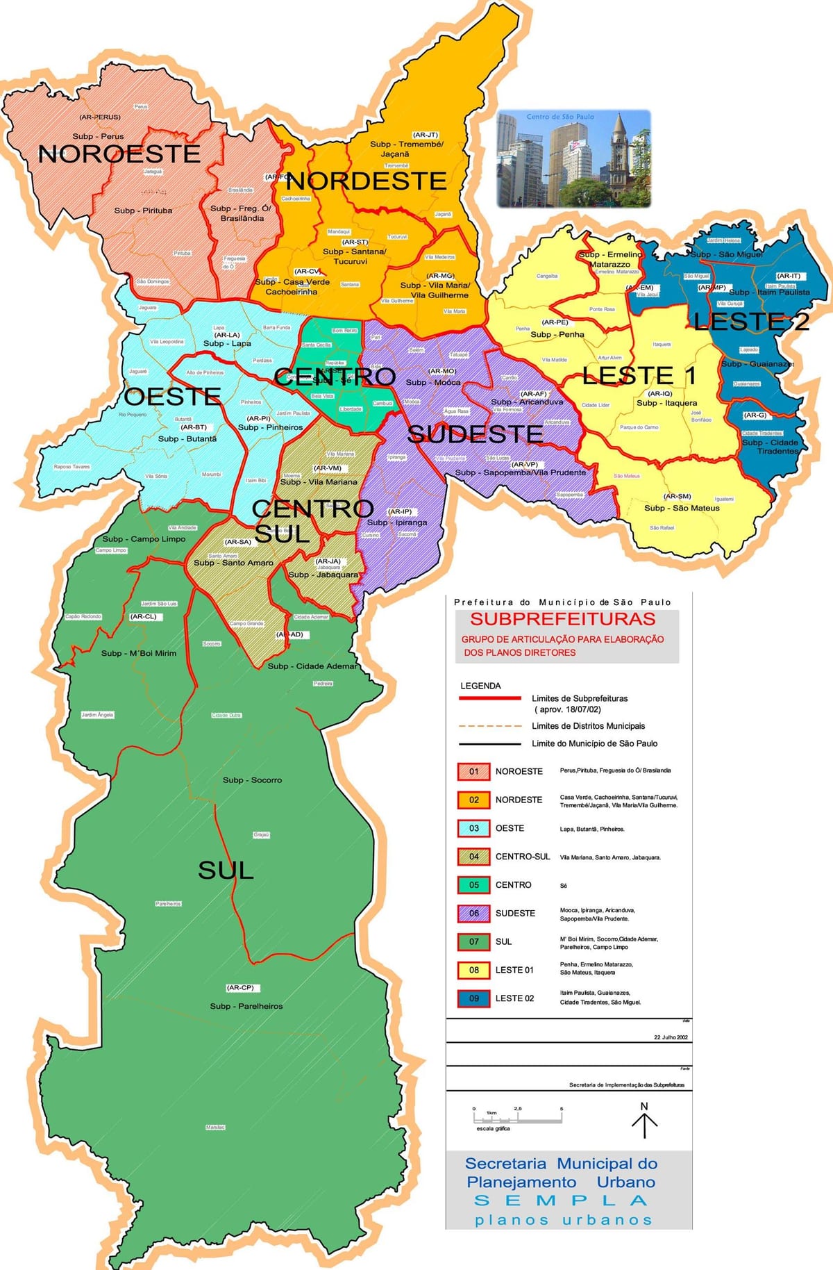 Թաղամասեր Սան-Պաուլու, Բրազիլիա քարտեզ